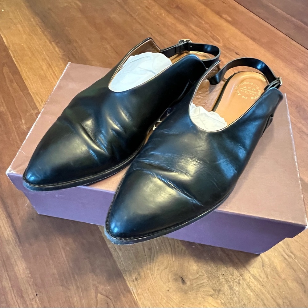 ATP Atelier Alia black leather flat slingback shoes 40